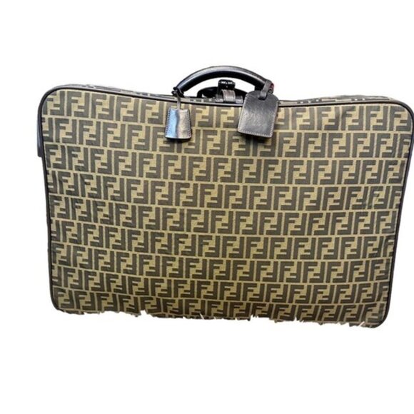 Fendi Zucca FF Y2K Era Rolling Luggage Suitcase Monogram Travel Bag - Picture 1 of 7